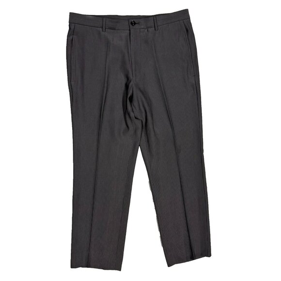 Giorgio Armani Dress Pants Micro-Stripe Stretch Viscose Trousers Black 34x28.5 - Picture 1 of 13